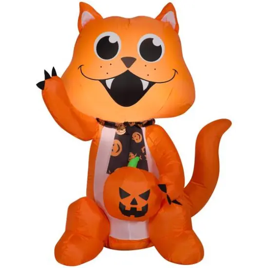 3.5ft. Airblown&reg; Inflatable Halloween Big Eyed Cat with Scarf and Pumpkin {1}