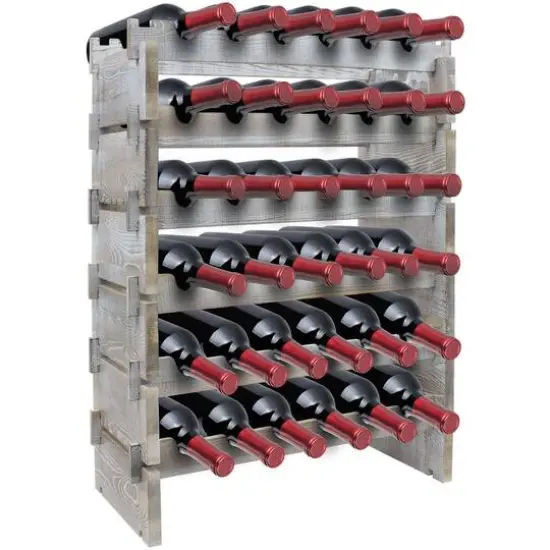 Sorbus Greywood 6-Tier Stackable Bamboo Wine Rack {1}