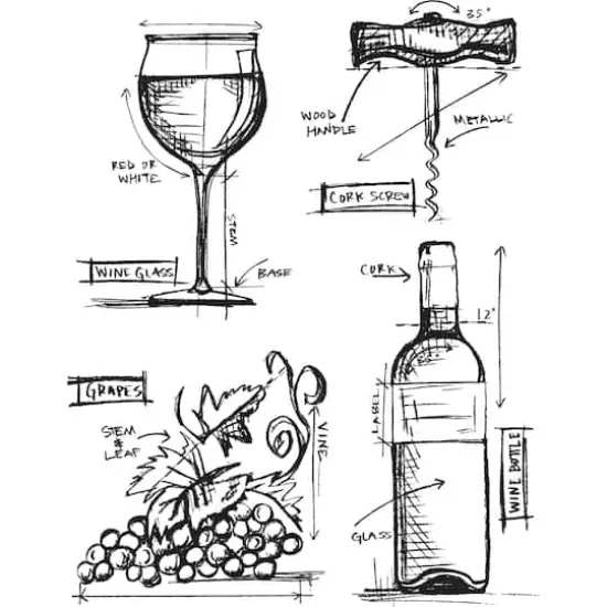 Stampers Anonymous Tim Holtz&reg; Wine Blueprint Cling Stamps {3}