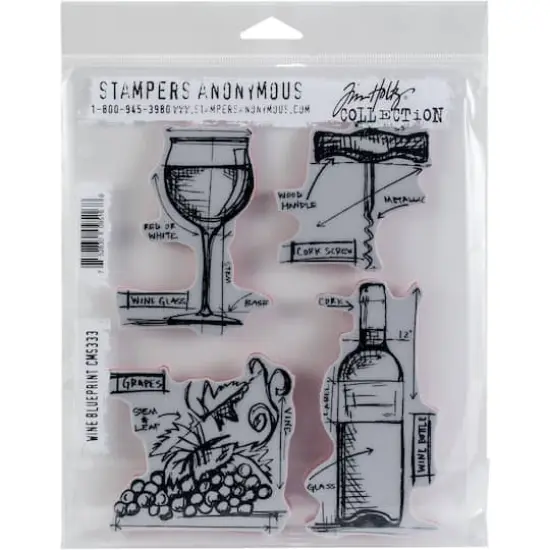 Stampers Anonymous Tim Holtz&reg; Wine Blueprint Cling Stamps {1}