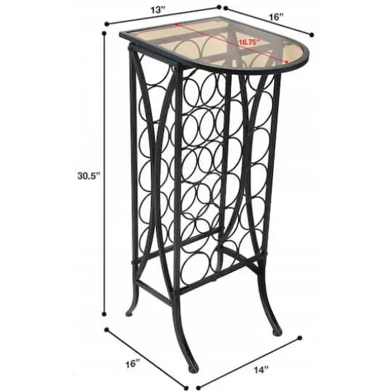 Sorbus 18-Bottle Metal Wine Stand with Glass Top {4}