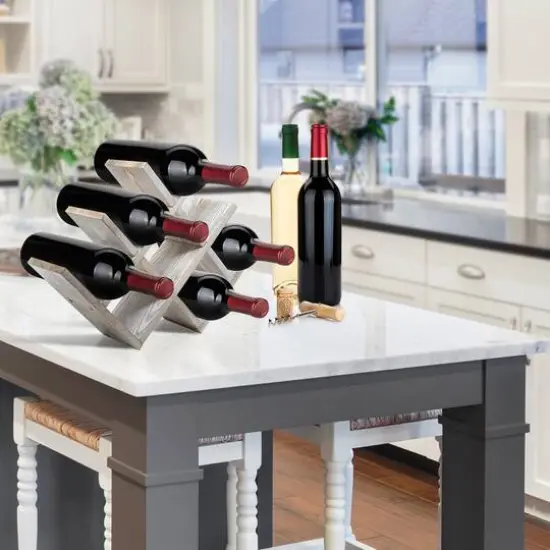 Sorbus Gray 8-Bottle Butterfly Countertop Wine Rack {3}