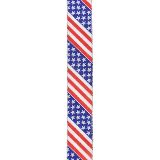 Patriotic Stars & Stripes Flag Wired Craft Ribbon, 2.5" x 10yd. {1}