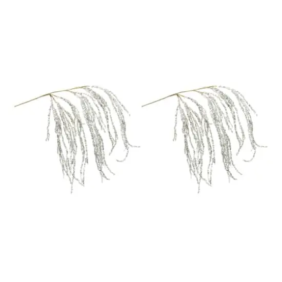 Silver Hanging Tinsel Branches, 2ct. {1}