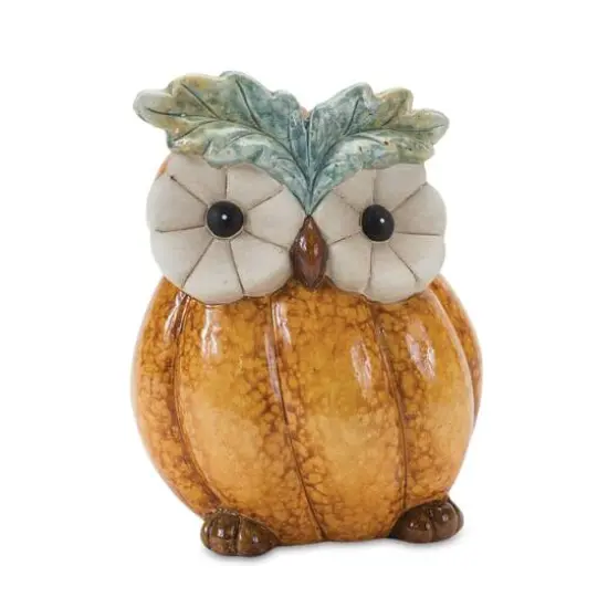 Terra Cotta Pumpkin Owl Figurine Set {5}