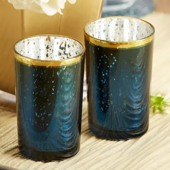 Kate Aspen&reg; Blue Mercury Glass Tea Light Holder, 4ct. {5}