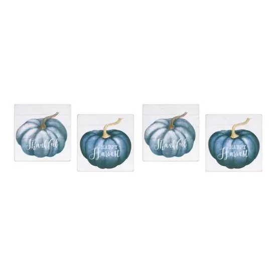 16" Blue Pumpkin Sentiment Sign Set {1}