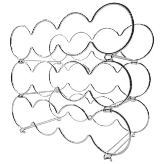 Sorbus 15.5" Silver Circles Detachable 3-Tier Metal Wine Rack {4}