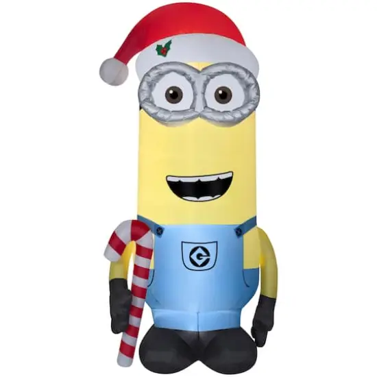 11ft. Airblown&reg; Minion Kevin with Candy Cane & Santa Hat {1}