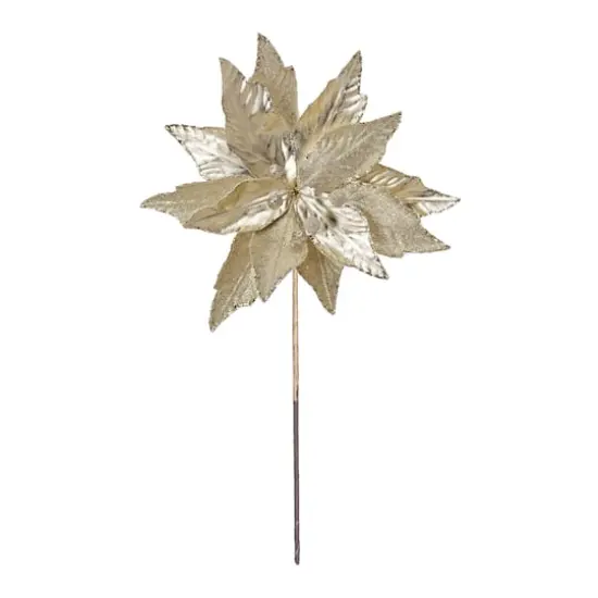 Champagne Gold Glittered Poinsettia Stems, 6ct. {3}