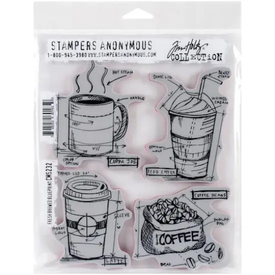 Stampers Anonymous Tim Holtz&reg; Fresh Brewed Blueprint Cling Stamps {1}