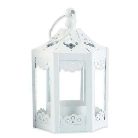 Kate Aspen® White Hexagon Mini Metal Lantern, 6ct. {1}