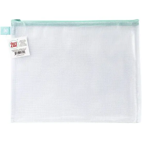 Avery Elle Aqua Zippered Vinyl Mesh Pouch {1}