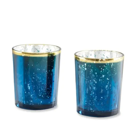Kate Aspen&reg; Blue Mercury Glass Tea Light Holder, 4ct. {1}