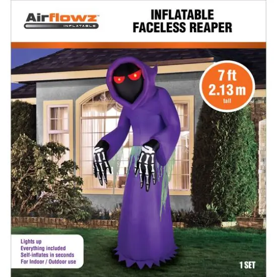 7ft. Airflowz Inflatable Halloween Faceless Reaper {4}