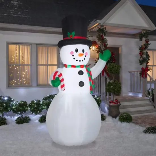 9ft. Airblown&reg; Inflatable Snowman with Candy Cane {3}