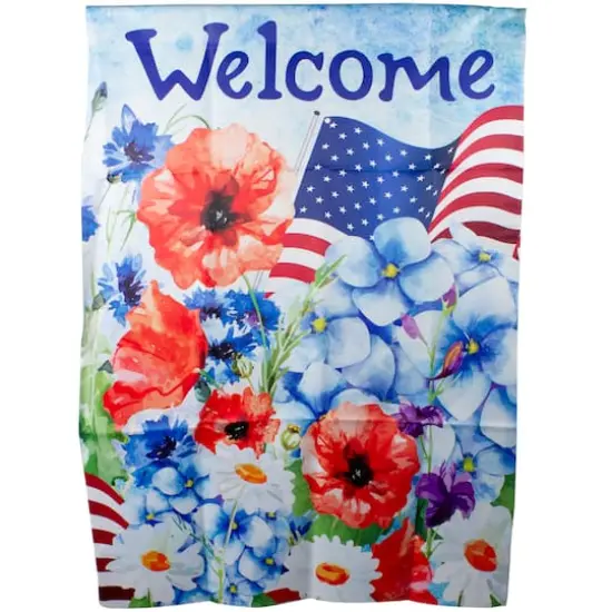 Welcome Patriotic Floral Outdoor House Flag {1}
