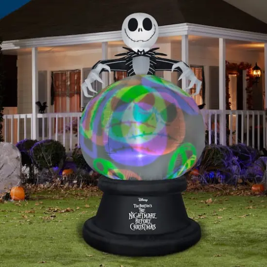 9ft. Airblown&reg; Projection Inflatable Halloween Globe NeonGlo Nightmare Before Christmas with Hovering Jack {3}