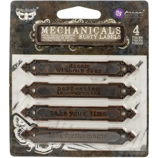Finnabair&reg; Mechanicals Rusty Labels Metal Embellishments {1}