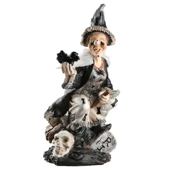 11" Witch with Black Bird Tabletop D&eacute;cor {1}