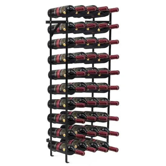 Sorbus Black 40-Bottle Freestanding Metal Wine Rack {1}