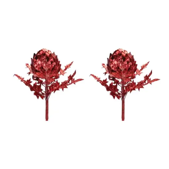 Red Metallic Artichoke Stems, 2ct. {1}