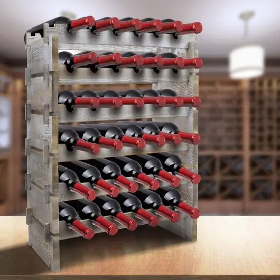 Sorbus Greywood 6-Tier Stackable Bamboo Wine Rack {3}