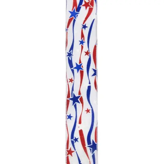 Patriotic Stars & Stripes Wired Craft Ribbon, 2.5" x 10yd. {1}