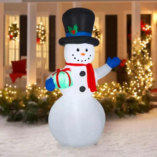 7ft. Airblown&reg; Inflatable Snowman with Gift {3}