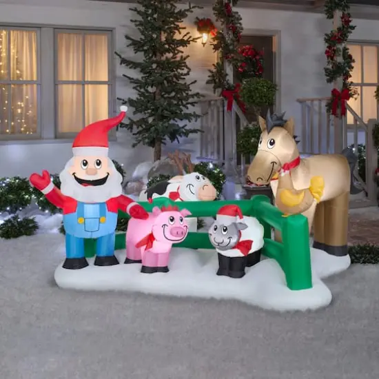 5ft. Airblown&reg; Inflatable Santa Farm Scene {3}
