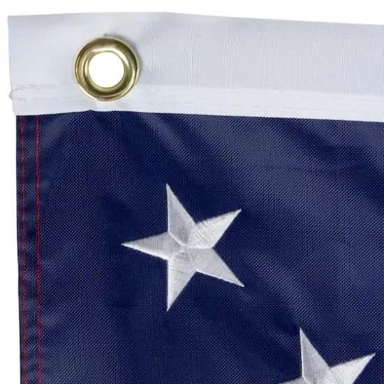 Red & Blue Patriotic Embroidered American Flag with Grommets {3}