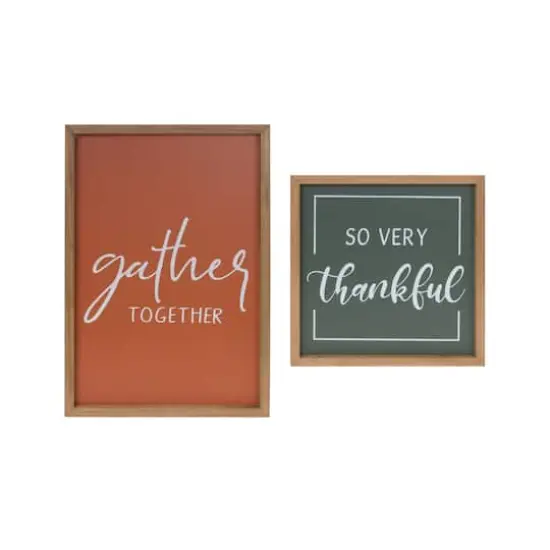 Gather and Thankful Sentiment Sign Set {1}