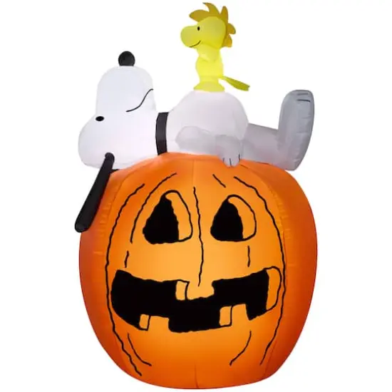 4.5ft. Airblown&reg; Inflatable Halloween Peanuts Snoopy & Woodstock on Pumpkin {1}