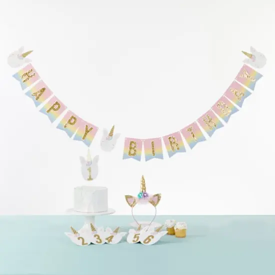 Kate Aspen&reg; Gold Glitter Unicorn Happy Birthday Party D&eacute;cor Kit {5}