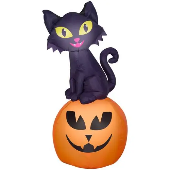 5.5ft. Airblown&reg; Inflatable Halloween Cat on Pumpkin {1}