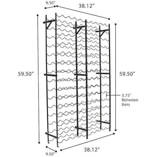 Sorbus Black 150-Bottle Freestanding Metal Wine Rack {4}