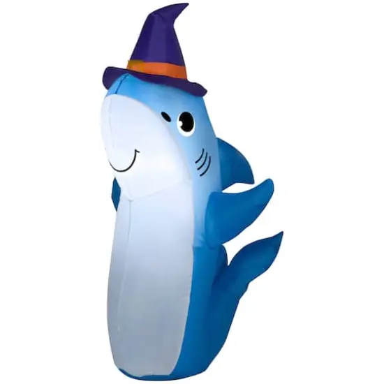 3.5ft. Airblown&reg; Inflatable Halloween Shark with Witch Hat {1}