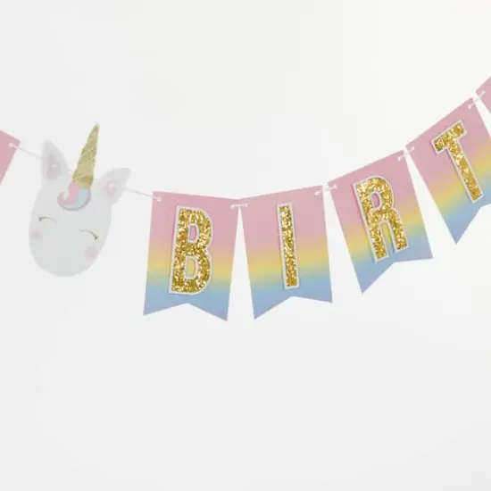 Kate Aspen&reg; Gold Glitter Unicorn Happy Birthday Party D&eacute;cor Kit {7}