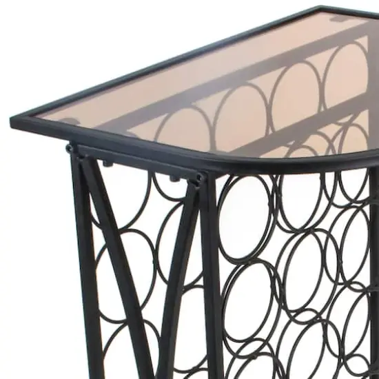 Sorbus 30-Bottle Metal Wine Stand with Glass Top {5}