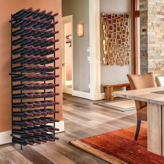 Sorbus Black 75-Bottle Freestanding Metal Wine Rack {3}