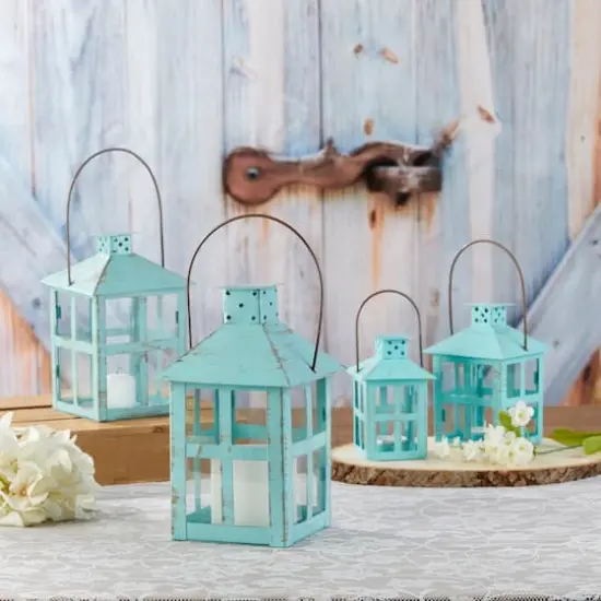 Kate Aspen® Extra Large Vintage Blue Distressed Lantern {4}