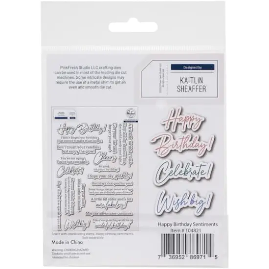 Pinkfresh Studio Happy Birthday Sentiments Die Set {3}