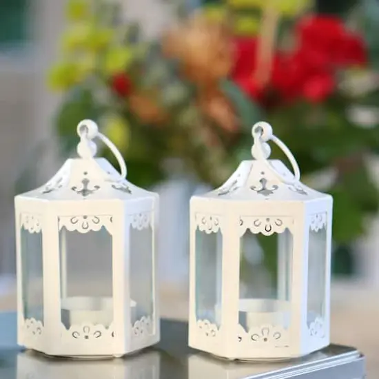 Kate Aspen® White Hexagon Mini Metal Lantern, 6ct. {5}