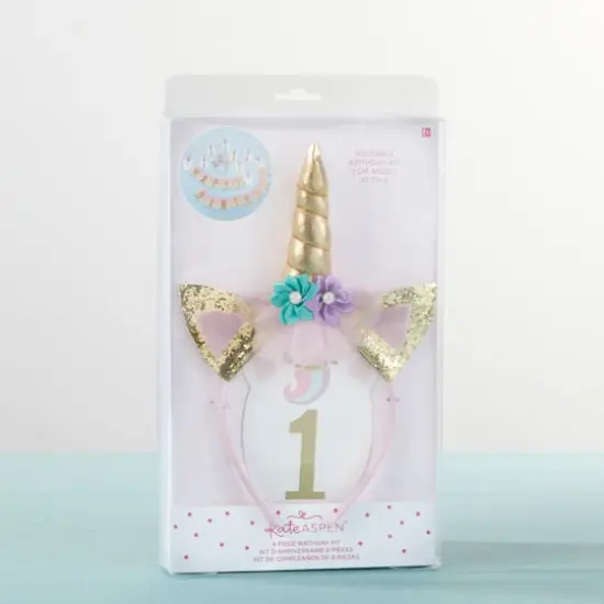 Kate Aspen&reg; Gold Glitter Unicorn Happy Birthday Party D&eacute;cor Kit {10}