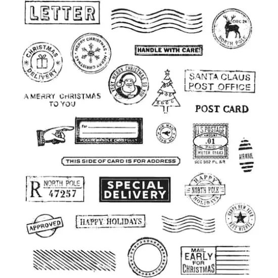 Stampers Anonymous Tim Holtz&reg; Holiday Postmarks Cling Stamps Set {3}
