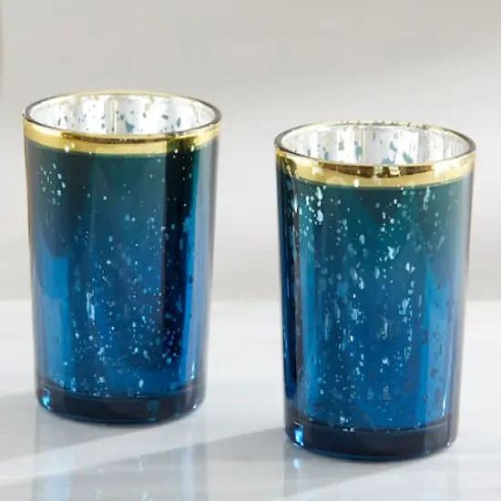 Kate Aspen&reg; Blue Mercury Glass Tea Light Holder, 4ct. {3}