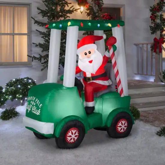 6ft. Airblown&reg; Inflatable Christmas Santa in Golf Cart {3}