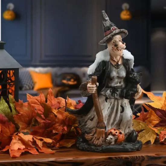 18" Witch Holding Broom Tabletop D&eacute;cor {3}