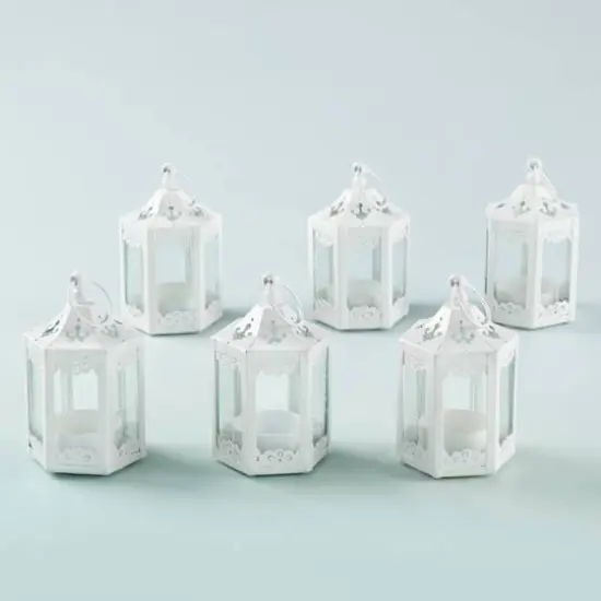 Kate Aspen® White Hexagon Mini Metal Lantern, 6ct. {4}