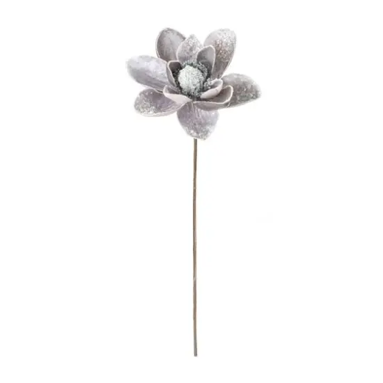 Silver & Gray Glittered Magnolia Flower Stems, 2ct. {4}